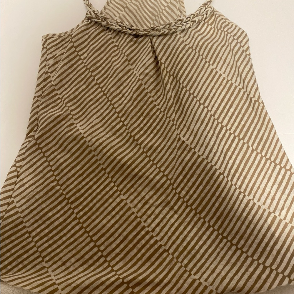 Banana Republic Tan and Cream Striped Blouse
